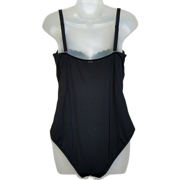Sea Level Scallop Square Neck One Piece Swimsuit Black Size 12 Bralette Style - Picture 2 of 8